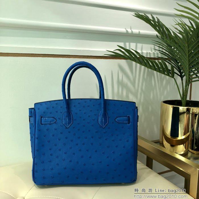 HERMES愛馬仕 鉑金包 Birkin 30 南非原產KK級鴕鳥皮 頂級工藝 手縫蠟線 時尚手提肩背包  Ama1413
